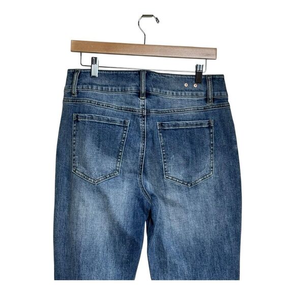 SLINK Jeans Plus Size Distressed Denim Two Button Dark Wash - Picture 4 of 6